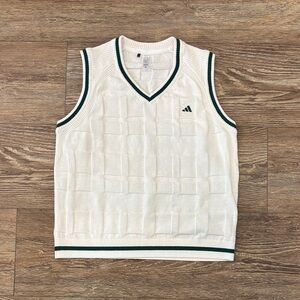adidas Go-To Sweater Vest White with Green Trim Women's Size Large